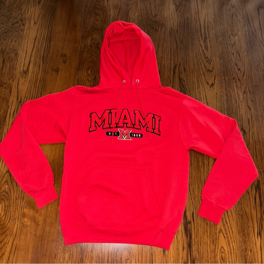 Miami University Red Champion Hooded Sweatshirt